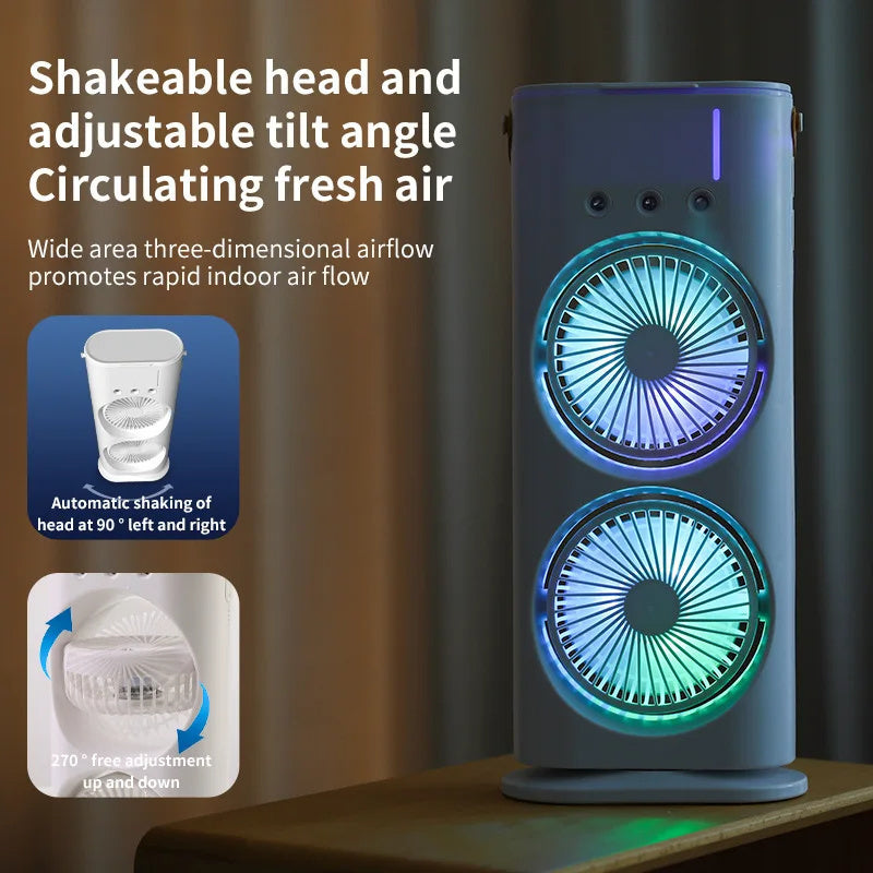 CoolMist Duo — Desktop Cooling Fan with Mist Spray & Mood Light - Cooling Gadget - Cool Yourself
