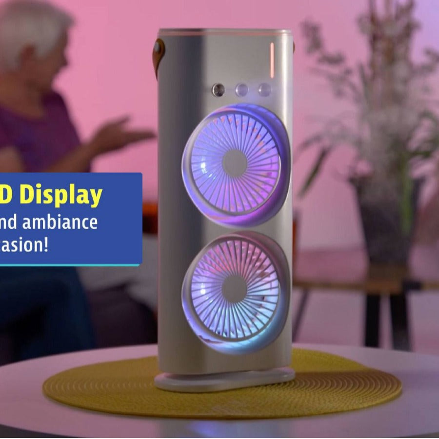 CoolMist Duo — Desktop Spray Fan with Mist & Mood Light