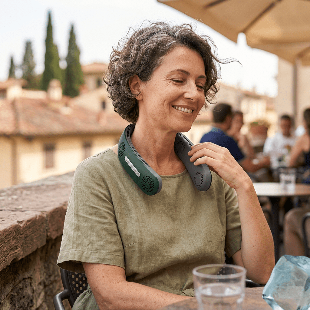 BreezeMate Neck Fan — Hands-Free Bladeless Cooling Fan for Heatwaves - Cooling Gadget - Cool Yourself